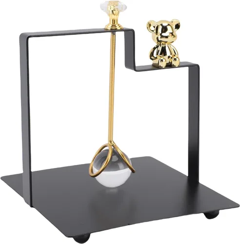 Miniatura 3 de Zunate Square Metal Napkin Dispenser, Modern Flat Holder with Bear Decoration for Hotel, Kitchen, Restaurant, Black Iron Design, 5.3 X 5.3in Base