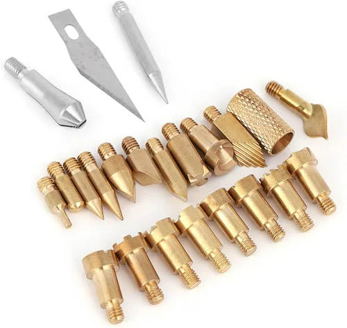 Puntas para quemar madera, 23 puntas de pluma de leña artesanal, puntas de bolígrafo de latón para soldar, plantilla, pirografía de soldadura,