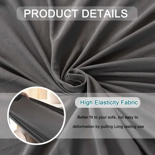 Miniatura 3 de Funda elástica para sofá, funda de sofá de elastano, suave, antideslizante, con parte inferior elástica, lavable para sala de estar, beige, pequeña