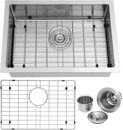 Kitsitchen Fregadero de cocina para autocaravana, calibre 16, T304S, fregaderos de cocina de acero inoxidable para montaje inferior, fregadero de