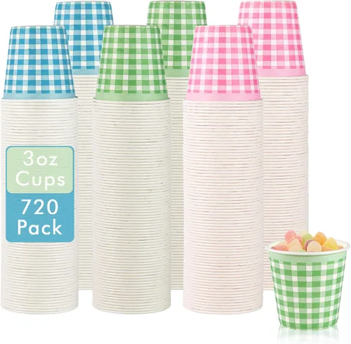 Miniatura 8 de LITOPAK Paquete de 480 vasos de papel de 3 onzas, vasos de baño desechables coloridos, tazas pequeñas para enjuague bucal para el hogar, baño
