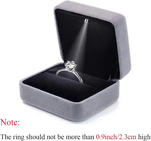 Miniatura 7 de GBYAN Velvet Ring Box with LED Light Jewelry Display Gift Box for Proposal,Engagement, Wedding