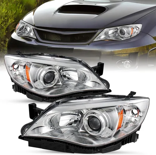 SOCKIR - Conjunto de faros delanteros halógenos compatible con Subaru Impreza WRX Outback Sport 2008-2011, faro proyector con carcasa cromada y