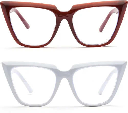 Miniatura 7 de ZUVGEES Gafas de lectura elegantes de gran tamaño con bloqueo de luz azul CatEye para mujer, marcos de anteojos grandes, lentes grandes, lectores