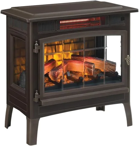 Miniatura 7 de Duraflame Estufa eléctrica independiente de chimenea con efecto de llama 3D para 1,000 pies cuadrados, color bronce
