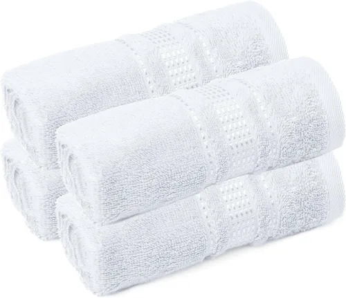 Miniatura 51 de Melissa Linen Toallas de Punta de Dedos Paquete de 4, 100% Algodón Turco, Toallas de Mano Pequeñas para Cuerpo y Cara, 12 x 18 pulgadas, Suaves
