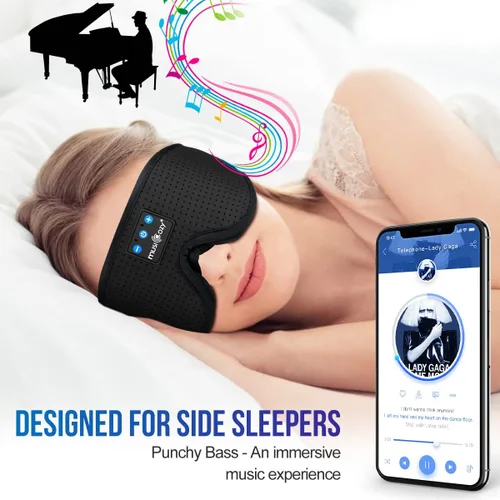 Miniatura 5 de MUSICOZY - Auriculares para dormir 3D Bluetooth 5.4, máscara de ojos transpirable inalámbrica, auriculares para dormir con diadema para personas que