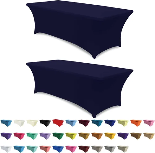 Miniatura 23 de ABCCANOPY - Funda de mesa de elastano elástica de 8 pies, mantel ajustado y resistente a las arrugas, reutilizable para mesas plegables Negro