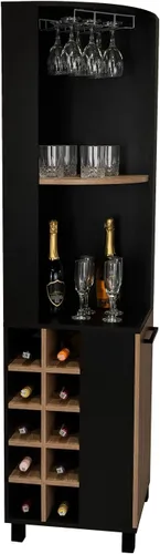 Miniatura 5 de Tuhome Kaia - Armario esquinero de bar, bar compacto con estante para vino de diez botellas, gabinete de una sola puerta, dos estantes abiertos