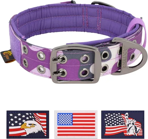 Miniatura 14 de ADITYNA Collar de perro resistente para perros grandes, collar naranja reflectante con asa para entrenar y caminar, ancho, grueso, táctico