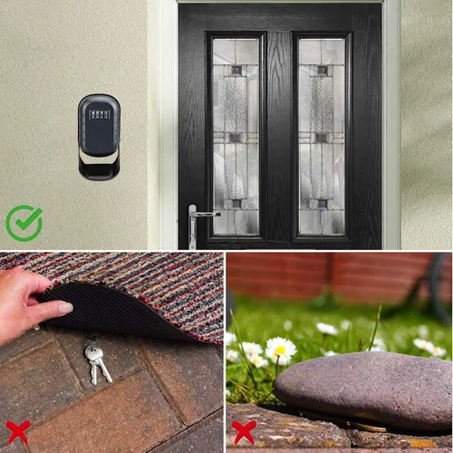 Miniatura 7 de BenRich Caja de seguridad para llaves, montaje en pared, impermeable, combinación con código 4-digital reiniciable para el hogar, familia, agentes