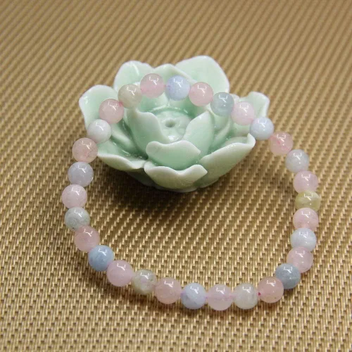 Miniatura 3 de Pulsera elástica hecha a mano con gemas semipreciosas de 1564 de pulgada con cuentas redondas de 7 pulgadas, unisex