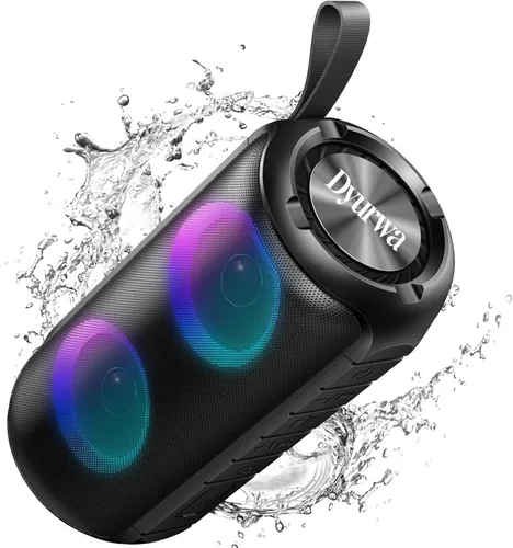 Miniatura 9 de Altavoz Bluetooth con sonido estéreo HD de 360°, nuevo altavoz inalámbrico portátil IPX7 impermeable, llamada HD, emparejamiento TWS, micrófono Negro