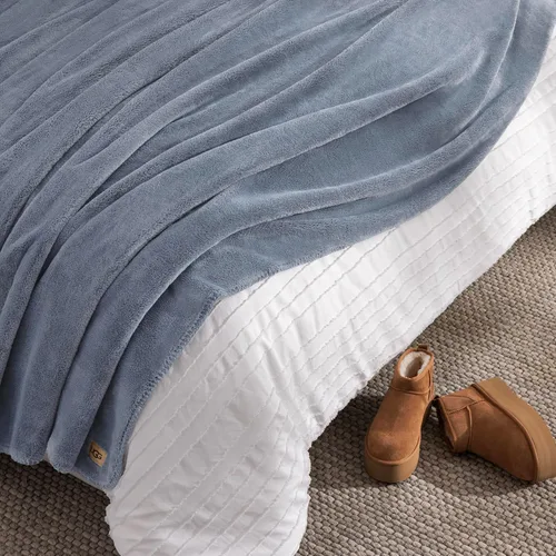 Miniatura 4 de UGG Manta de Felpa Full/Queen, Manta Mullida de Vellón para Cama, Lujosa y Acogedora Manta de Gran Tamaño para Sofá, Ropa de Cama Queen Azul