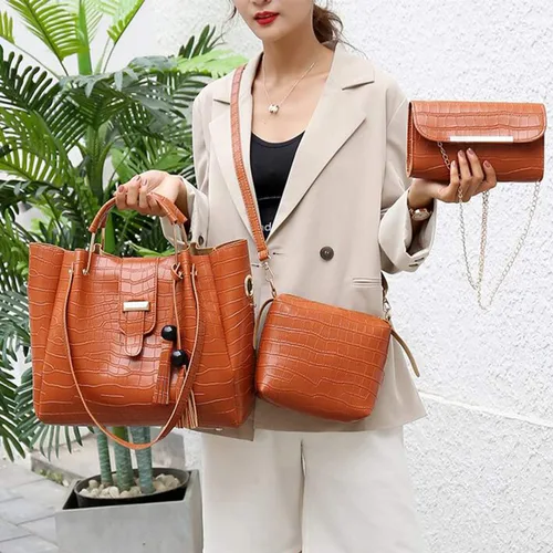 Miniatura 6 de Bolso de piel sintética para mujer, 3 unidades, con borlas