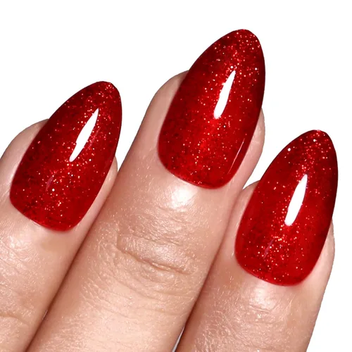 Esmalte de uñas en gel con purpurina, 0.5 onzas líquidas, esmalte de gel con purpurina roja de Navidad, esmalte de uñas en gel para remojar LED UV