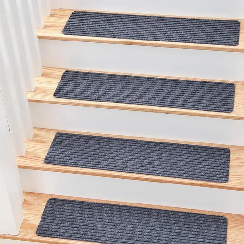 Miniatura 24 de MBIGM Alfombra antideslizante para peldaños de 30 x 30 pulgadas, alfombra de seguridad antideslizante y resistente al deslizamiento, color negro