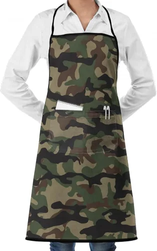 Miniatura 35 de Delantal unisex con cuello ajustable con bolsillos espaciosos y lazos largos