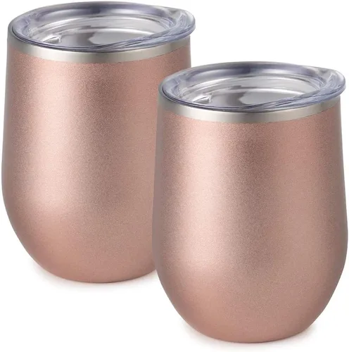 Miniatura 51 de Maars Bev - Vaso de vino de acero inoxidable sin tallo con tapa, aislado al vacío de 12 onzas, a prueba de derrames, apto para viajes, vasos midnight
