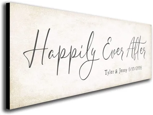 Happily Ever After - Boda o aniversario personalizado (montaje en bloque de 6.5 x 18 pulgadas)