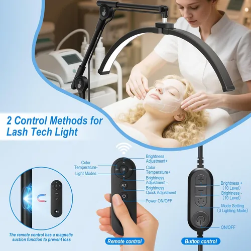 Miniatura 6 de CGBE Lámpara de Altura Ajustable para Pestañas: Lámpara para esteticista con base rodante para facial para esteticista profesional - Diseño plegable