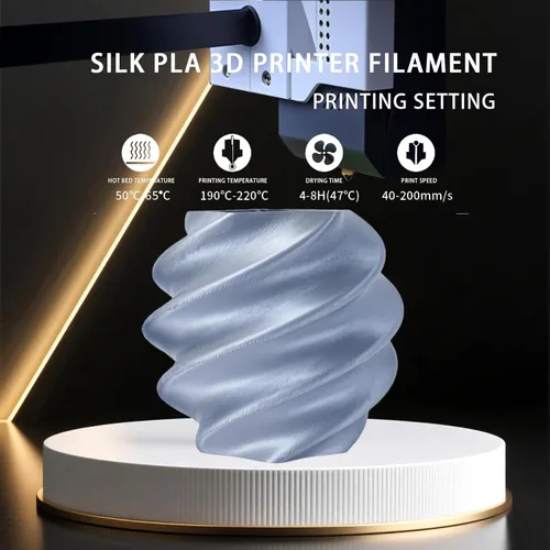 Miniatura 2 de Filamento PLA de seda de 0.069 pulgadas para impresora 3D, filamento de superficie brillante sedosa de 2.2 libras, 1 carrete, filamento de impresora