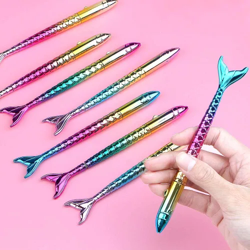 Miniatura 8 de Paquete de 24 bolígrafos de sirena – Bolígrafo creativo de tinta de gel líquido para escuela, hogar, oficina, papelería, niñas, mujeres, compañeros