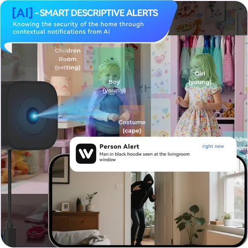 Miniatura 5 de Cámara magnética para ventana, cámara de seguridad para ventana con visión nocturna, cámara interior de 3MP 2K para seguridad del hogar, habilitada