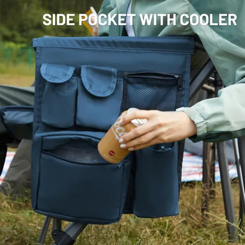 Miniatura 5 de TIMBER RIDGE Silla de campamento plegable de gran tamaño, respaldo alto, resistente para adultos, soporta hasta 500 libras con soporte para tazas