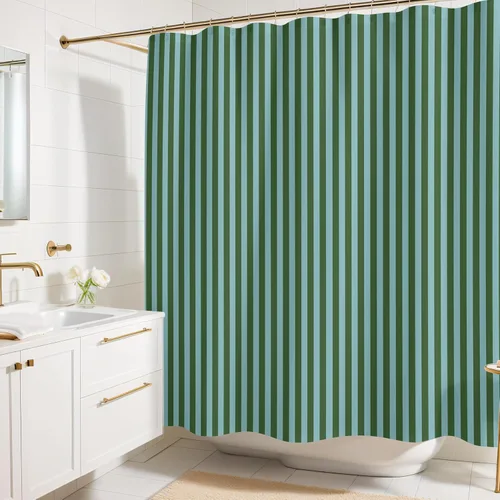Miniatura 23 de Cortina de ducha con estampado floral coral oscuro - Patrón de flores negras moderno melancólico - Decoración moderna para el hogar - Cortina