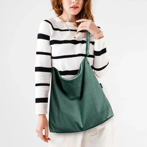 Miniatura 3 de KALIDI - Bolsa de pana para mujer, con cremallera, casual, de gran capacidad, con bolsillos