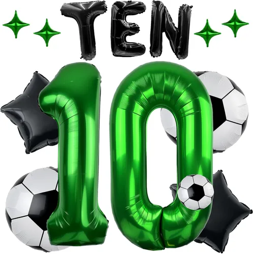 Miniatura 17 de Juego de globos de béisbol de 40 pulgadas, decoraciones de fiesta de cumpleaños número 10 para niños, globo de béisbol número 10 para suministros