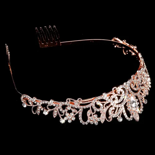 Miniatura 2 de Coronas de tiara de cristal para mujeres y niñas, corona elegante de princesa con peines, diademas para mujeres, nupcial, boda, baile de graduación