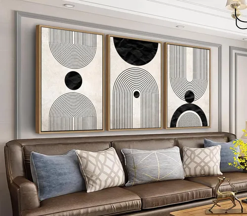 Juego de lienzo enmarcado para pared, cuadros bohemios de mediados de siglo, moderno, abstracto, geométrico, decoración de pared, minimalista,