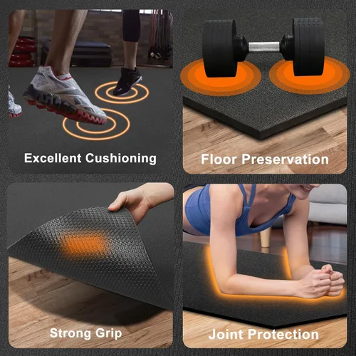Miniatura 6 de Tapete de ejercicio grande de 8 x 5 pies 12 x 6 pies para gimnasio en casa, tapete de ejercicio resistente para suelo de gimnasio, esterilla