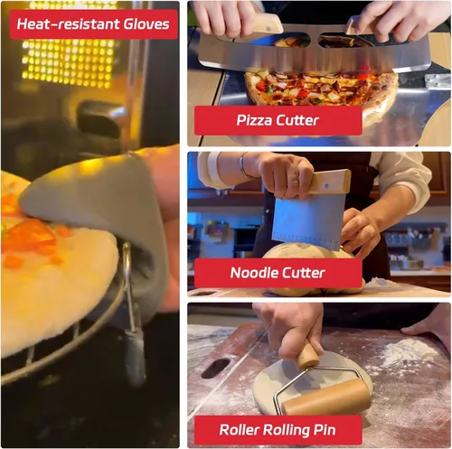 Miniatura 4 de Kit de accesorios para horno de pizza de 7 piezas, juego de herramientas para hacer pizza de primera calidad para hornos domésticos y exteriores