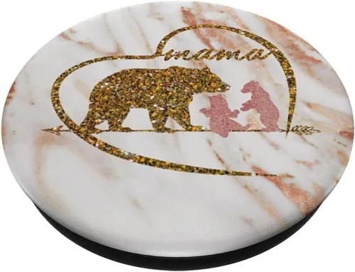 Miniatura 2 de Enchufe de oro rosa con diseño de oso de mamá con 2 cubos de corazón para regalos – PopSockets agarre y soporte para teléfonos y tabletas