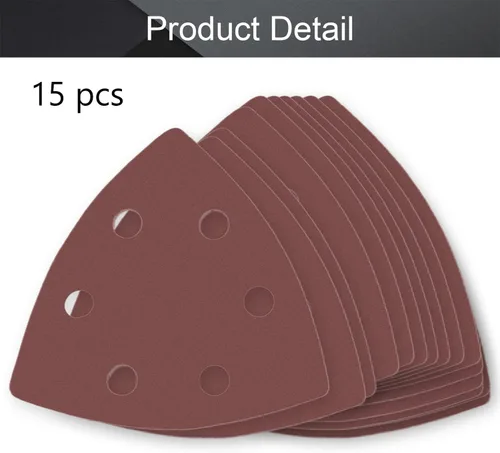 Miniatura 4 de Utoolmart Papel de lija para detalles, papel de lija triangular, almohadillas de lijado de gancho y bucle, multiherramienta oscilante triangular, 15