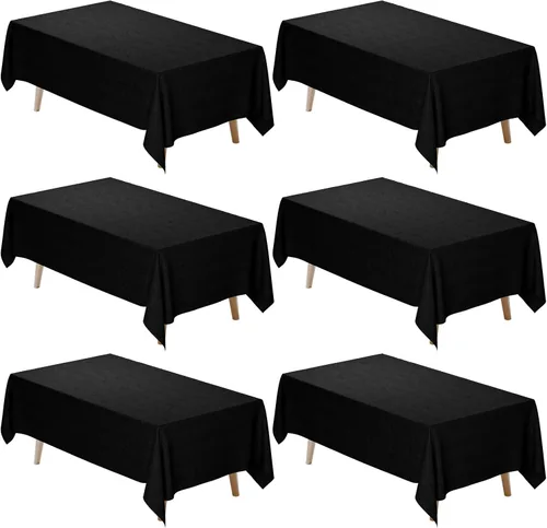 Miniatura 62 de Fixwal Paquete de 2 manteles rectangulares negros de 60 x 102 pulgadas, reutilizables, resistentes, lavables, para mesas de 6 pies, bodas, fiestas
