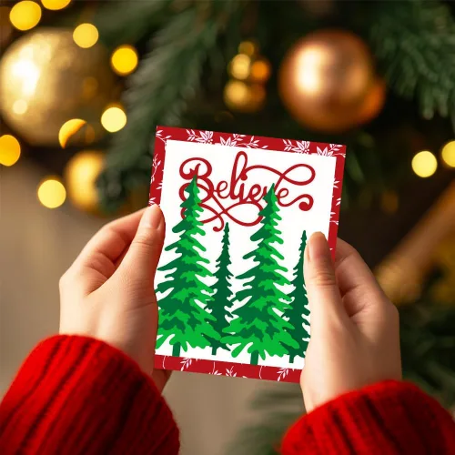Miniatura 6 de ORIGACH 6 piezas de árbol de pino de Navidad y palabras de Feliz Navidad, troqueladas de metal para hacer tarjetas, manualidades, álbumes