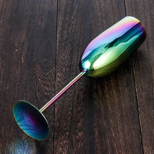 Miniatura 5 de Copas de champán de acero inoxidable, juego de 4 copas de vino irrompibles de 9.5 onzas, copas elegantes de tallo para tostadas a mano, para bodas