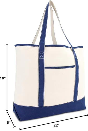 Miniatura 7 de Bolsa de mano de lujo con parte superior abierta de 22 pulgadas con bolsillo exterior Azul marino