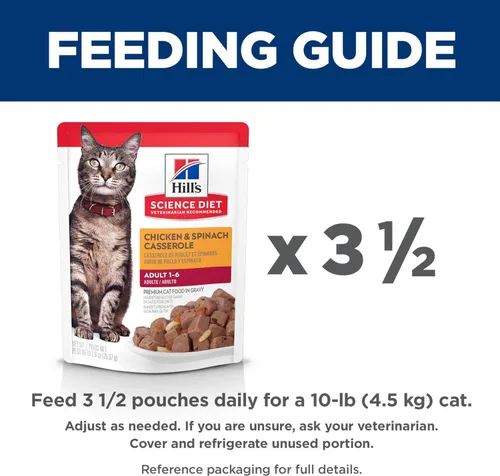 Miniatura 9 de Hill's Science Diet Adulto 1-6, Adulto 1-6 Premium Nutrition, Comida húmeda para gatos, estofado de cazuela de pollo, bolsa de 2.8 onzas, caja de 24