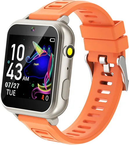 Cosjoype Reloj inteligente para niños, regalos para niñas de 5 a 12 años, 24 juegos de rompecabezas, cámara de video HD, reproductor de música,