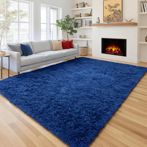 Miniatura 29 de PAGISOFE Alfombras esponjosas de dormitorio de 4 x 6 pies, color negro, alfombra moderna para sala de estar, alfombra lanuda para interiores