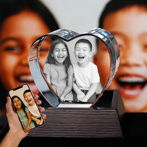 Miniatura 2 de Corazón de foto, regalos personalizados para esposa, papá, madre, abuelo, ella, mamá – Regalo personalizado con tu foto, regalos para parejas, base