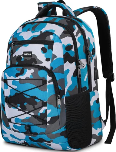 Miniatura 8 de YAMTION Mochila escolar para hombres y mujeres, mochila universitaria para adolescentes, mochila para computadora portátil, mochila escolar con Negro