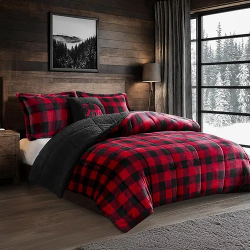 Miniatura 22 de Woolrich - Juego de edredón reversible ultrasuave de felpa a sherpa, alternativa al plumón, ropa de cama cálida de invierno para clima frío