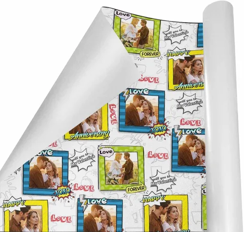 Miniatura 8 de Papel de regalo personalizado, divertido papel de regalo para cara, foto, nombre, Día del Padre, rollo de regalo para papá, hombres, mujeres, niños