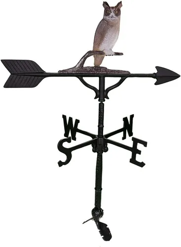 Miniatura 5 de Montague Metal Products Veleta de 32 pulgadas con adorno de búho negro satinado